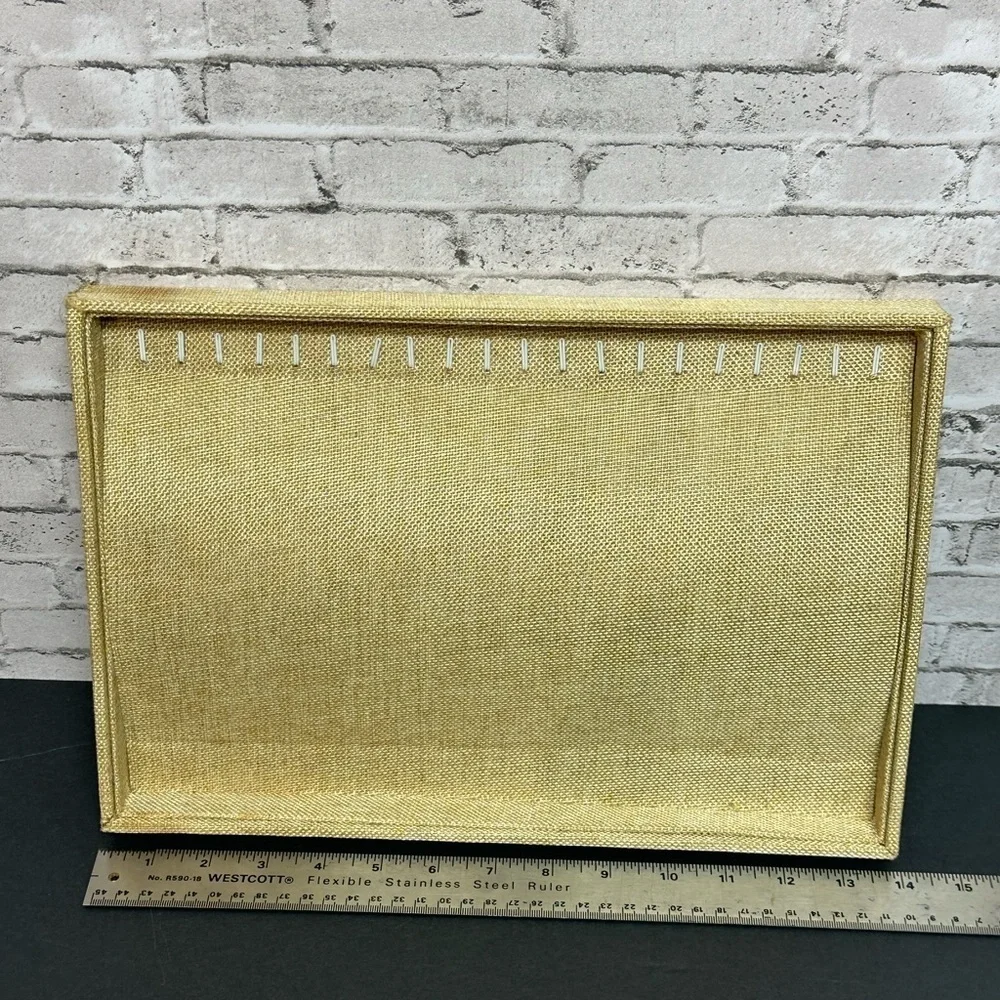 Jewelry Display Tray Organizer 20 Hooks for Necklaces Earrings Tan